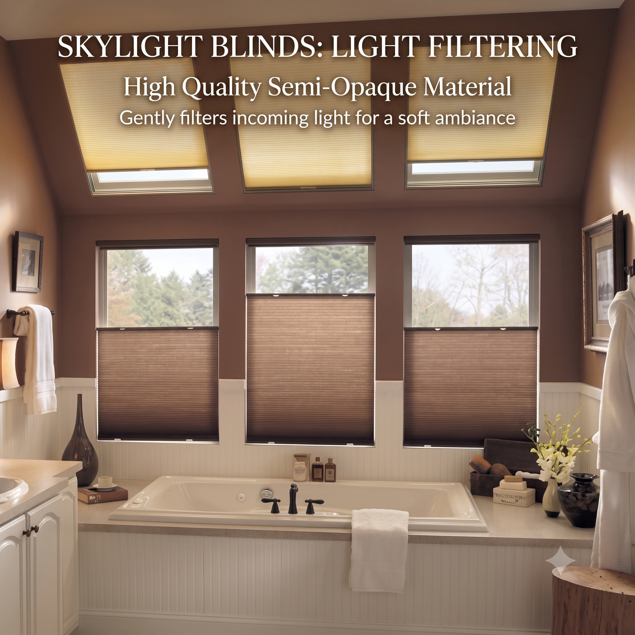 Light Filtering Skylight Blinds for living spaces