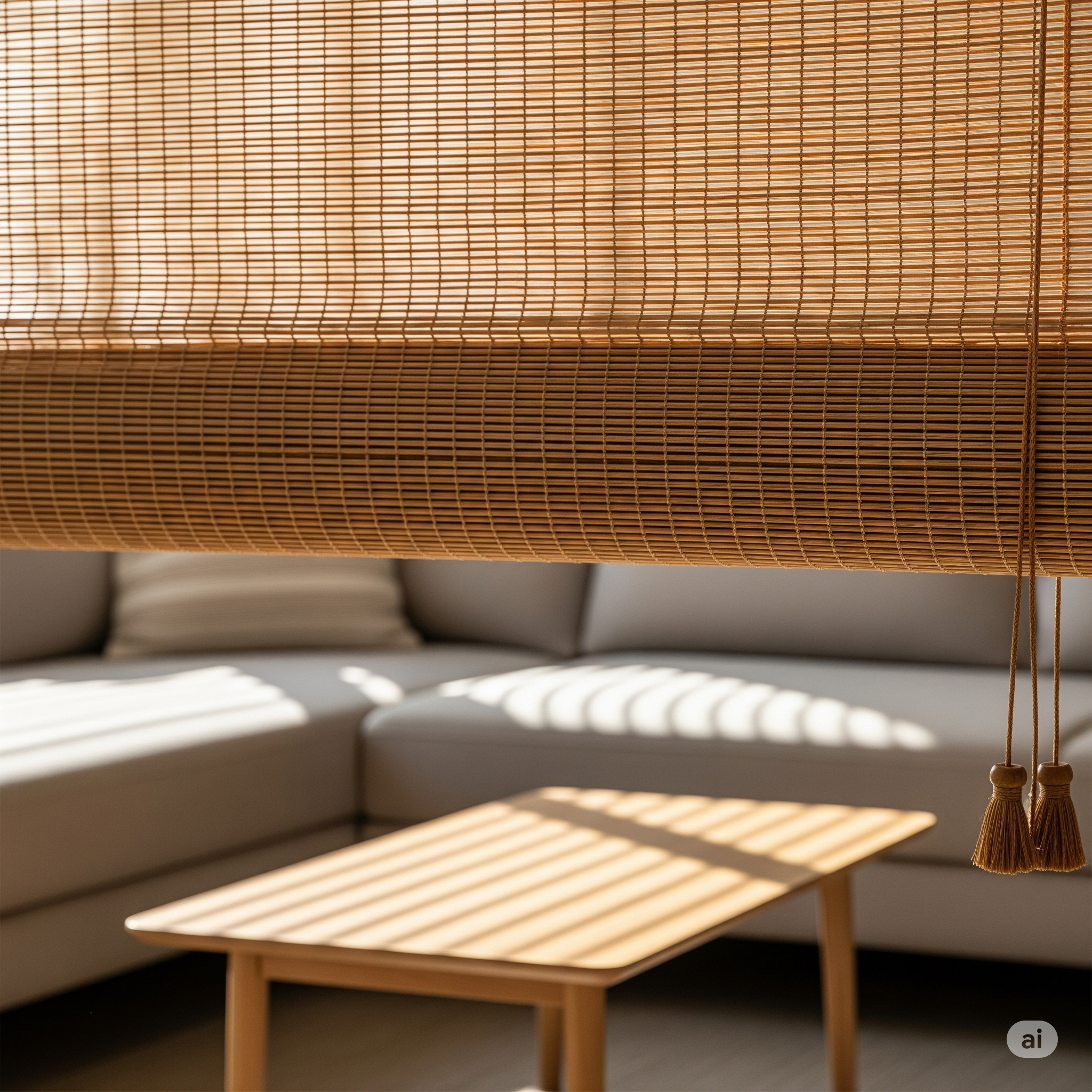 Cordless bamboo blinds