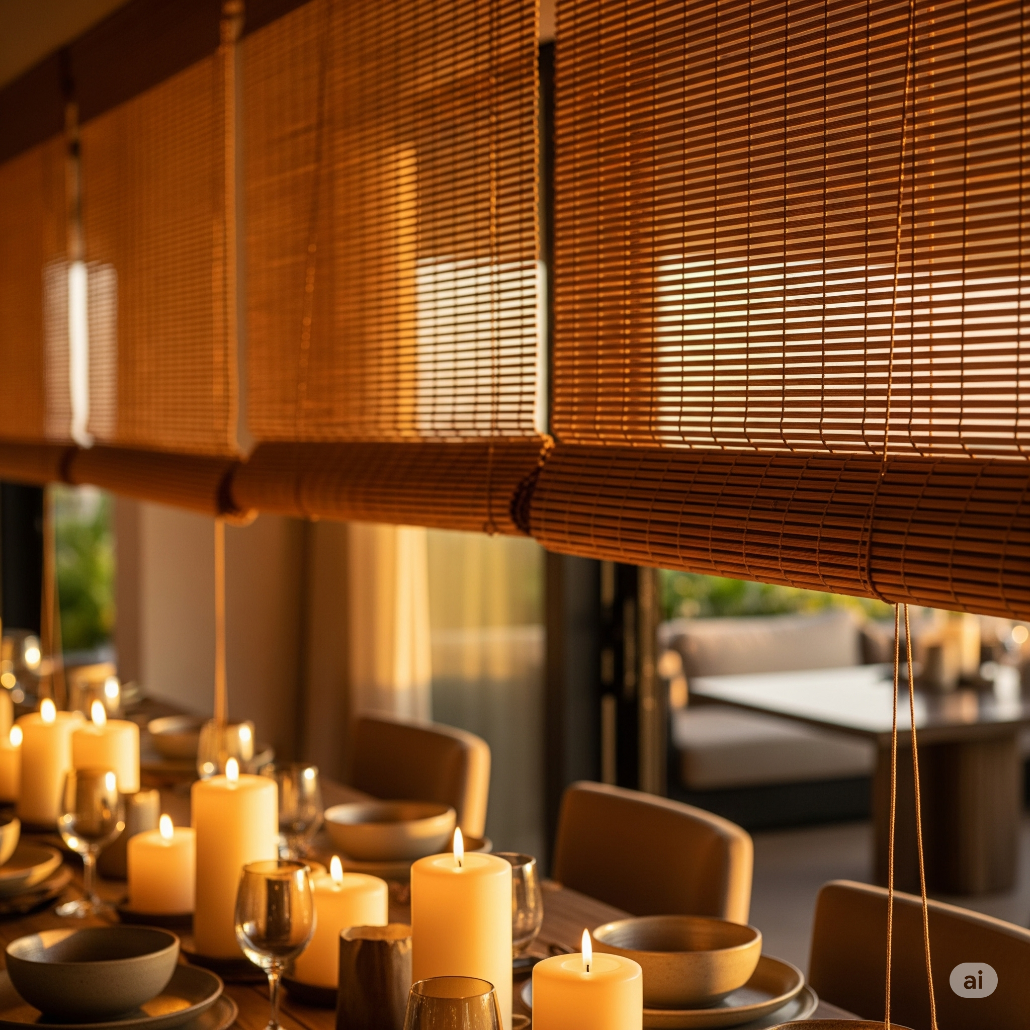 Natural bamboo roll up blinds