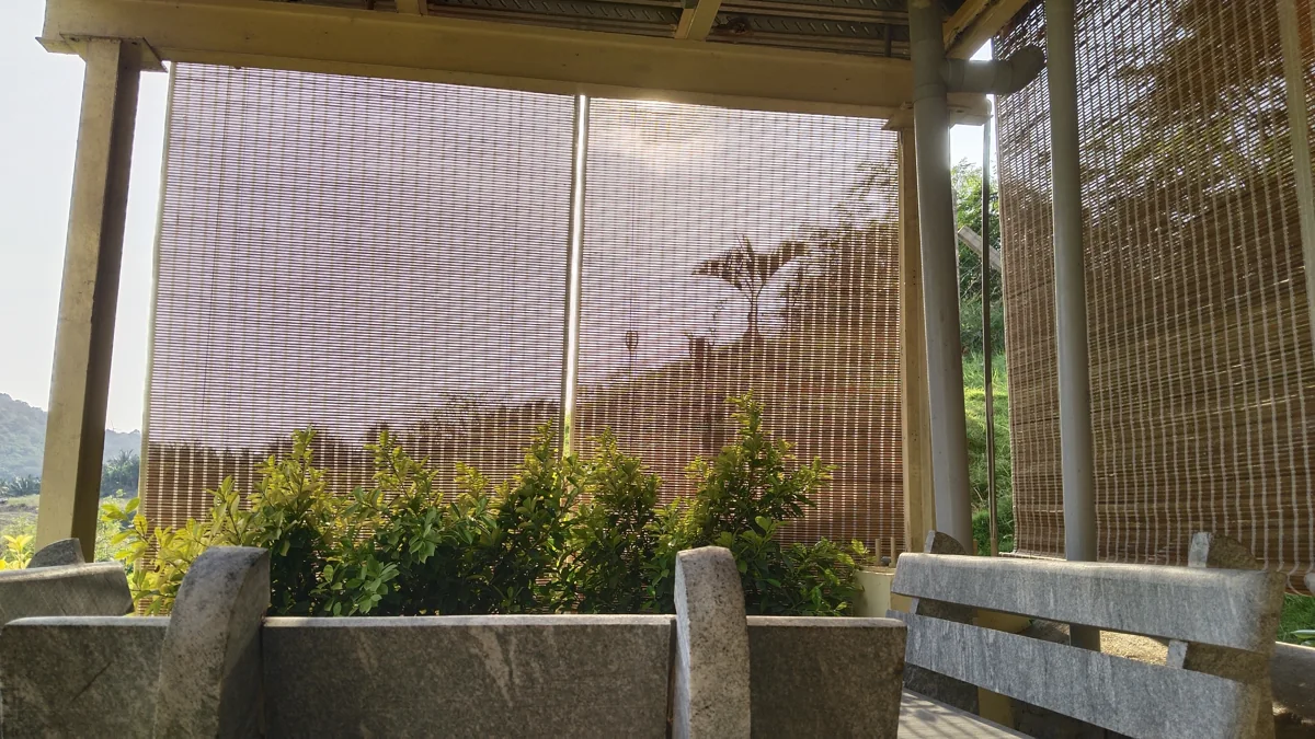 Screening for a sheltered outdoor seating area